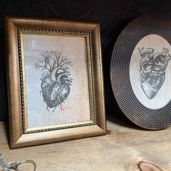 Anatomical Hearts Art in Copper/Bronze Vintage Frames (set of 2) - Picture 2 of 3